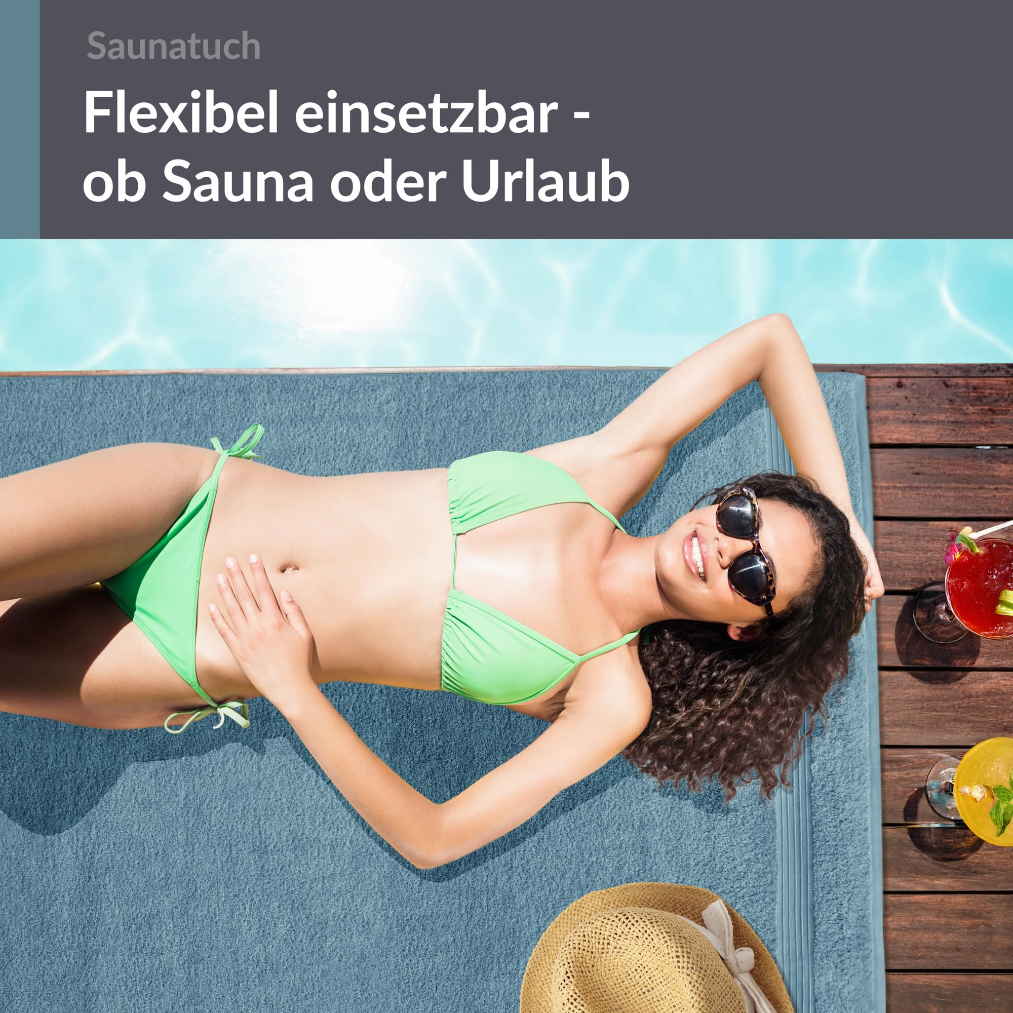 Lashuma Badetuch groß 100x200 cm Baumwolle, Linz Saunahandtuch XXL, Frottee Handtuch in Tauben Blau für Spa und Sauna