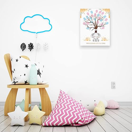 Miniatura 6 de Misaidou Decoración de lienzo de árbol de huellas dactilares para revelación de género, fiesta de revelación de género, ideas de fiesta de libro de