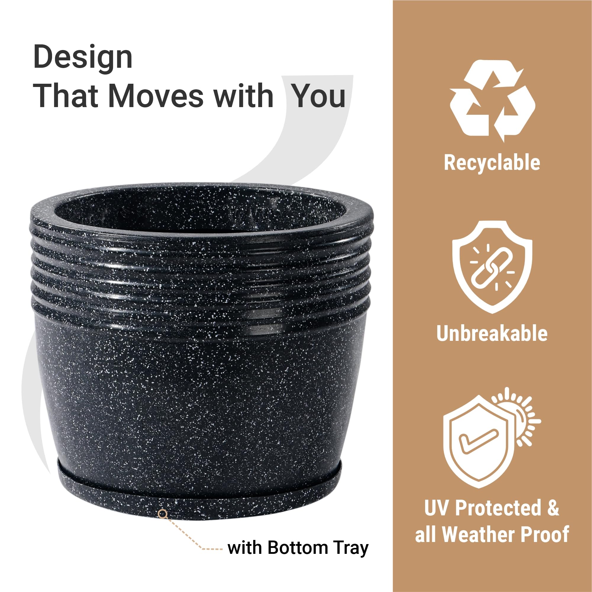 Big Size Flower Pots - 2 Pack, German Polymer -4 Big Size Flower Pots - 2 Pack, German Polymer -4