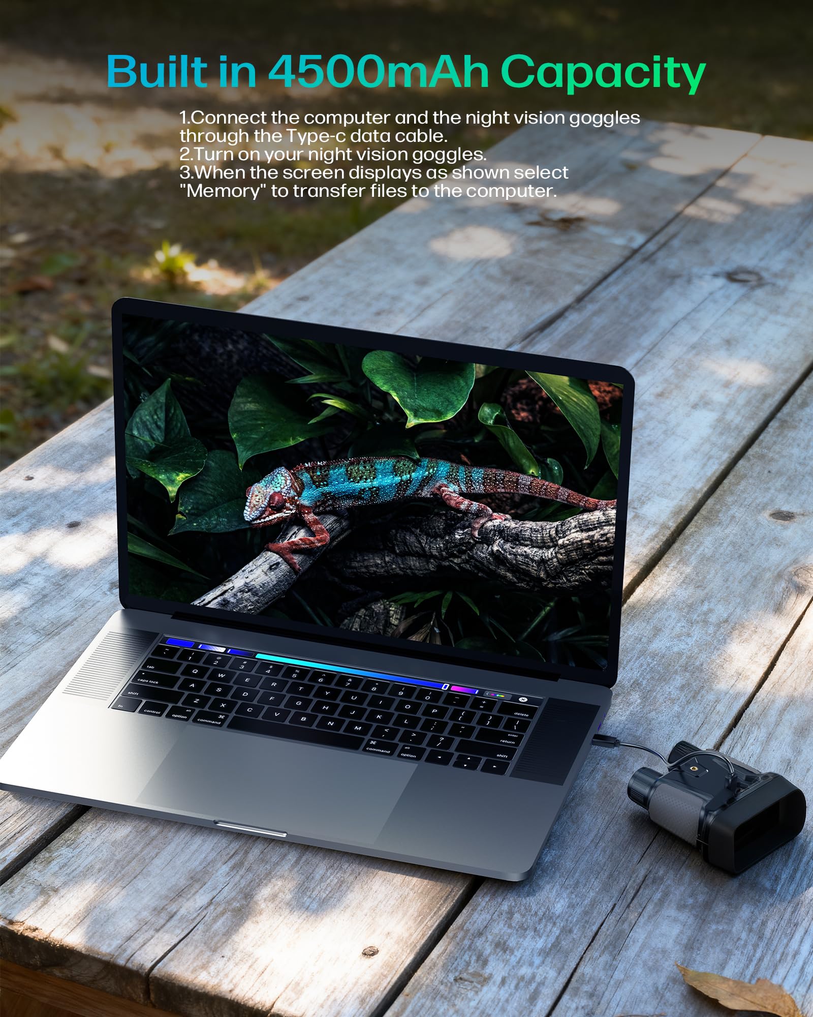 Binocolo Visione Notturna 4K, 36 MP Visore Notturno con Zoom Digitale 8X, Ricaricabile 4500mAh, Display HD da 4,5", Scheda 32GB Carta, 7-Livelli Visione Infrarossa, Perfetto per Campeggio