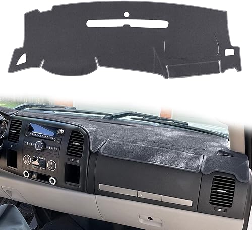 HanLanKa Cubierta de tablero para GMC Sierra y Chevrolet Silverado, se adapta a modelos 2007-2013 con dos guanteras. Tapete de tablero de ajuste HanLanKa Cubierta de tablero para GMC Sierra y Chevrolet Silverado, se adapta a modelos 2007-2013 con dos guanteras. Tapete de tablero de ajuste