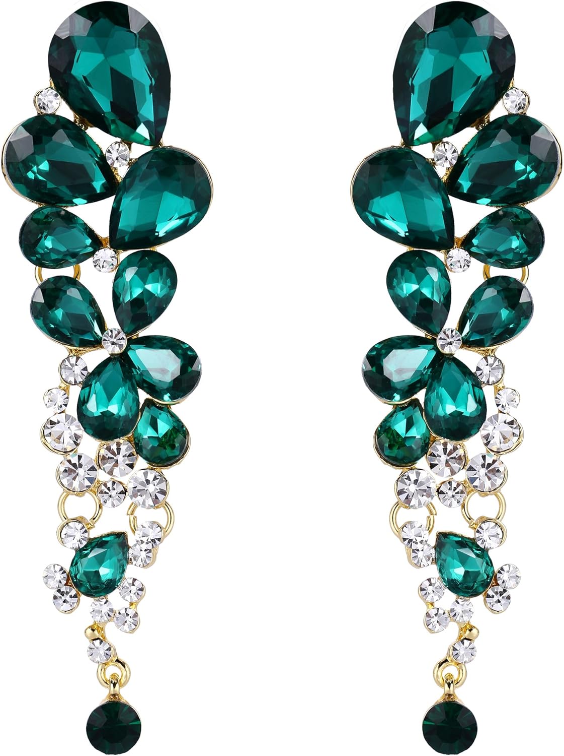 EVER FAITH Women's Austrian Crystal Gorgeous Tear Drops Wedding Dangle Pierced Earrings