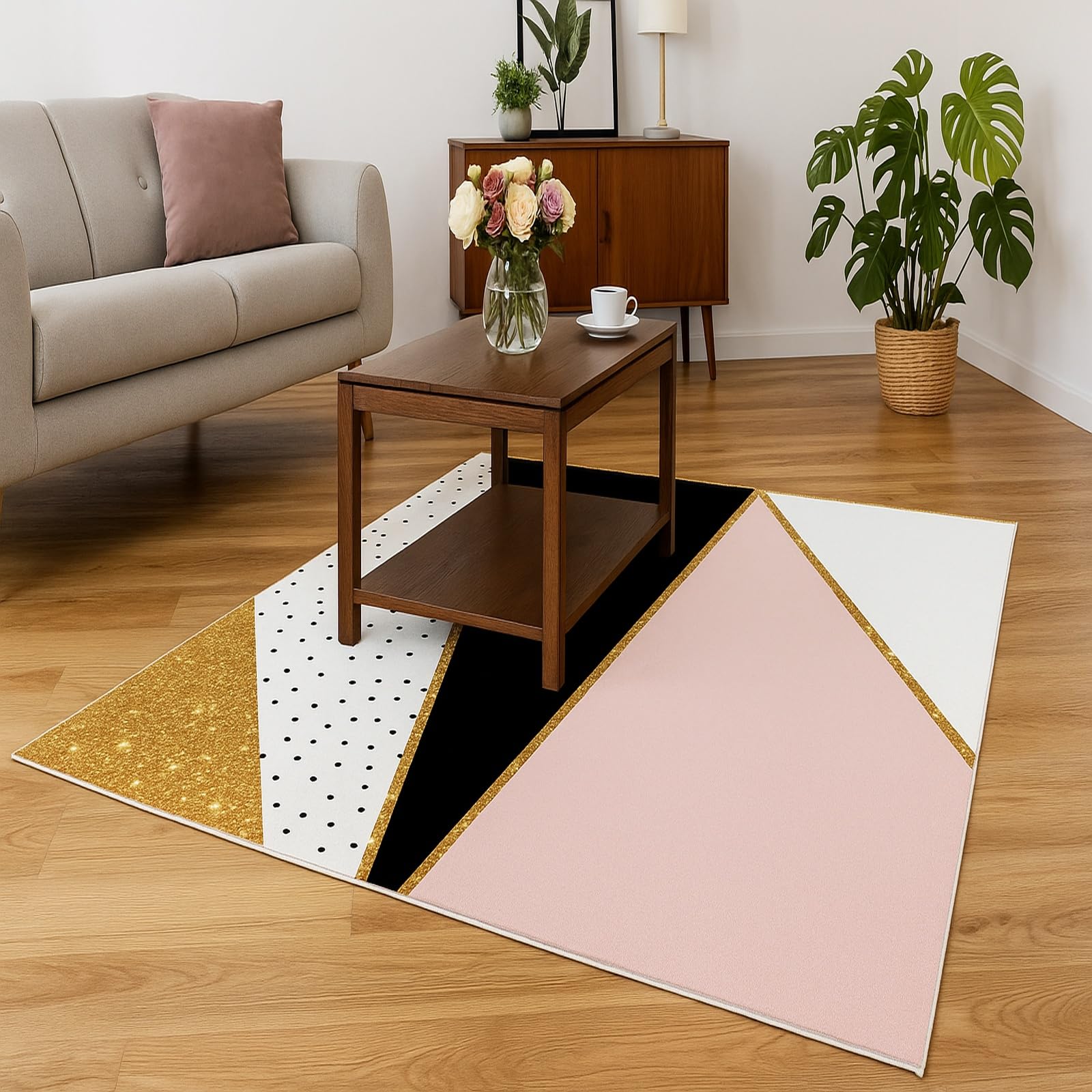 Tapis orange moderne 110x180 idéal pour illuminer votre salon ou couloir
