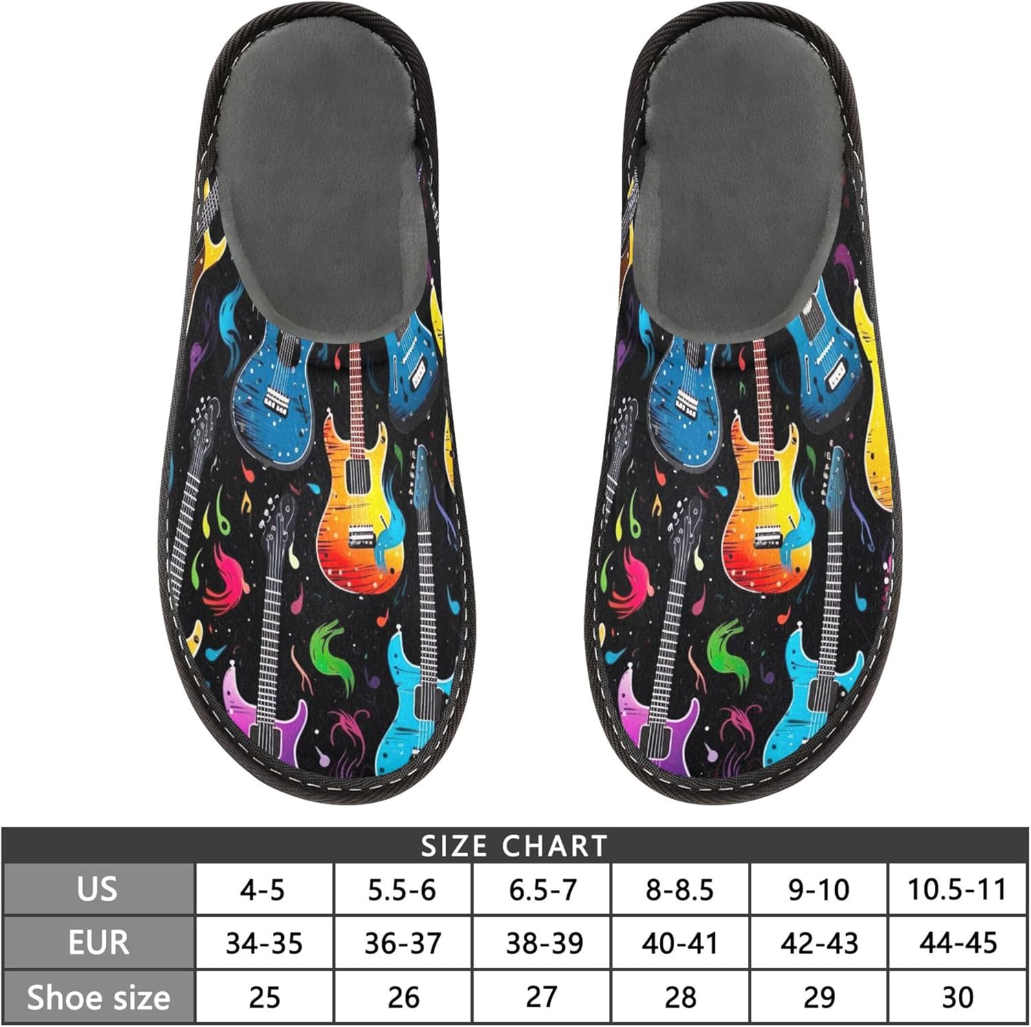 Guitar House Slippers – Cozy Fuzzy Slippers for Guests, Washable & Disposable, Perfect for Shoeless Home, Spa & Hotel Use A110131