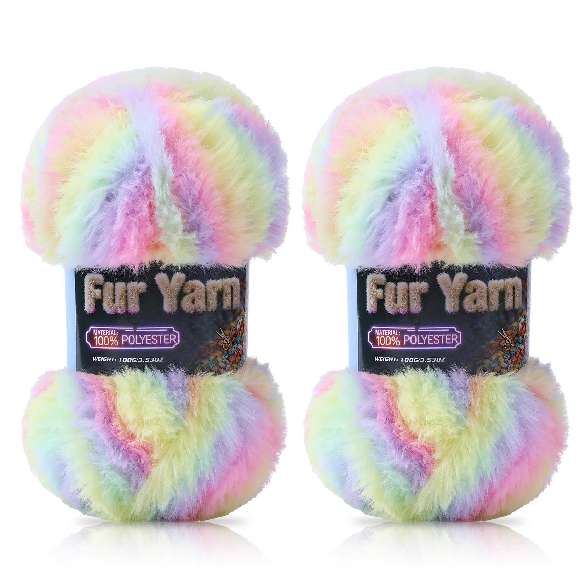Faux Fur Yarn Soft Fluffy for Crocheting - 2 Skeins(Each 3.5oz/100g, 71yd/65m) - Chunky & Fluffy Yarn for Crochet Amigurumi, Blankets, Hand Knitting, Scarves &Crafts (2, Coffee Brown) — view 20