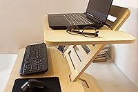 Vista 3 de Soporte ajustable para computadora portátil de madera, convertidor de escritorio de pie, soporte de escritorio de estación de trabajo, mesa