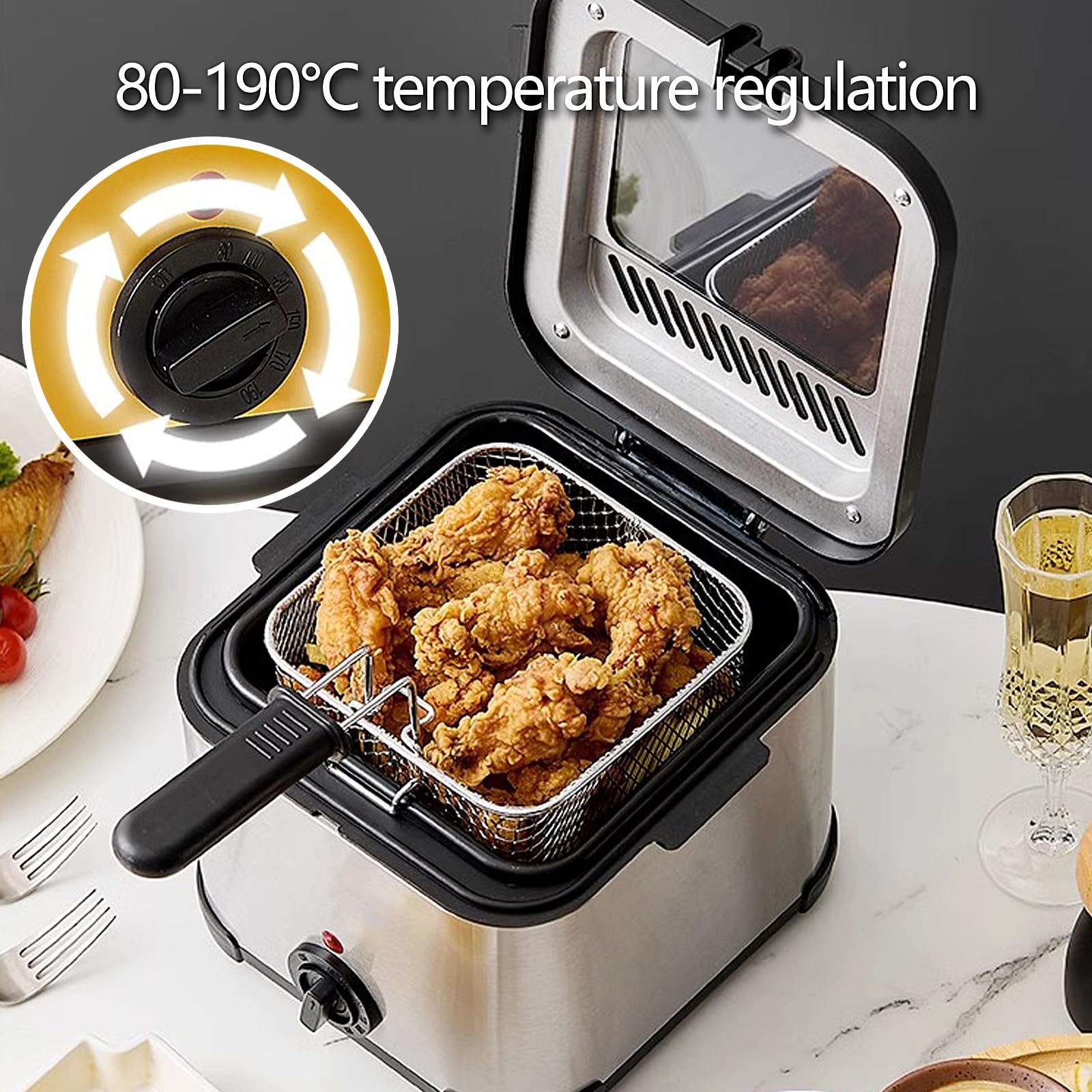 Friggitrice ad Aria Piccola da 4,5 L, Friggitrici ad Aria Calda Elettriche Compatte Salvaspazio, Multicooker con Friggitrice ad Aria, Fornello meno Sano, Timer e Controlli della Temperatura