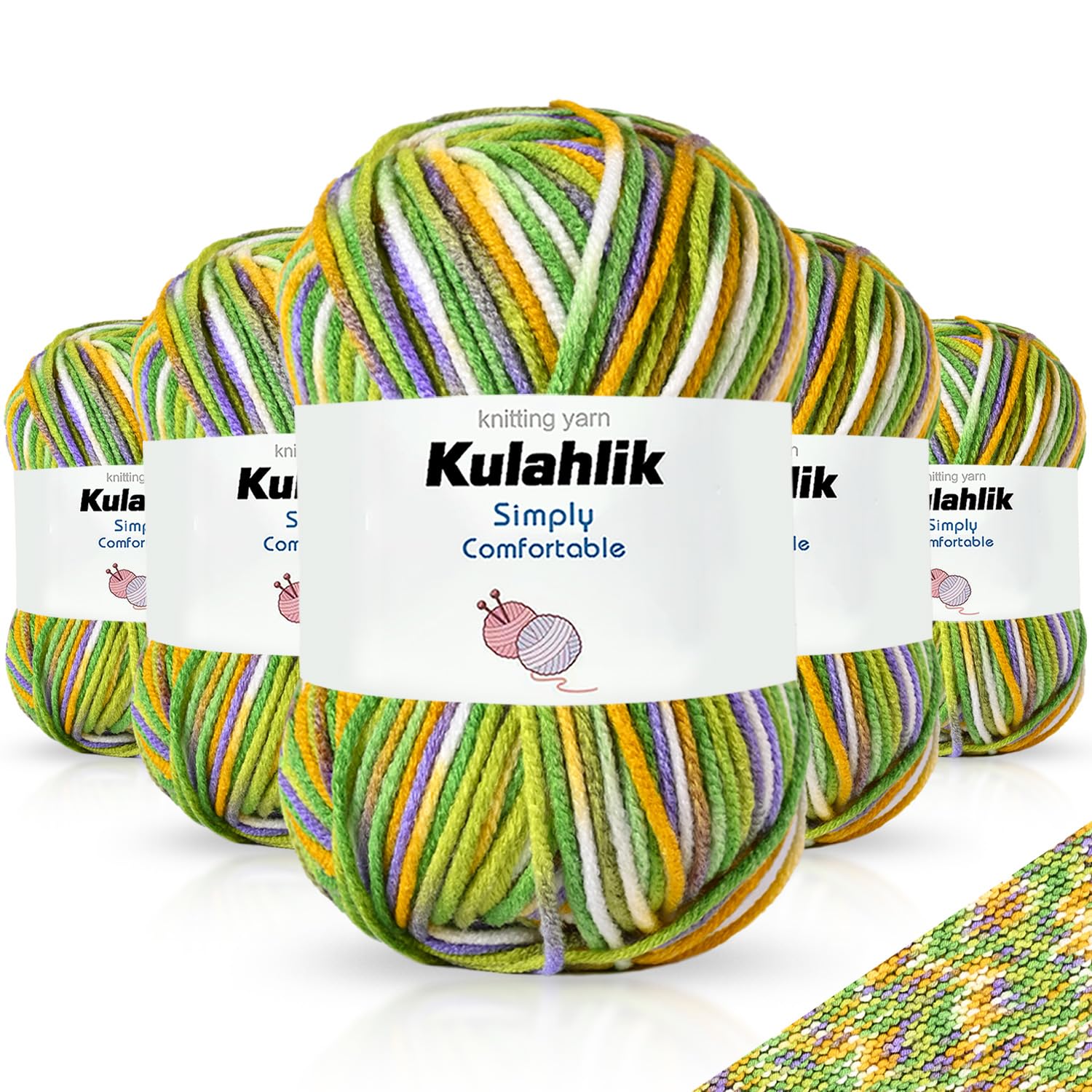 250g(5x50g) Acrylic Yarn for Crochet/Knitting, Colorful Gradient Yarn Thread, 5 Rolls Skeins, Perfect for Any Knitting Crochet and Crafts Mini Project — view 8