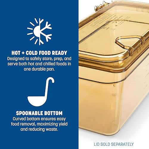 Miniatura 4 de Carlisle FoodService Products 3086013 StorPlus - Sartén para alimentos de alta temperatura, 2.5 pulgadas de profundidad, tercer tamaño, ámbar