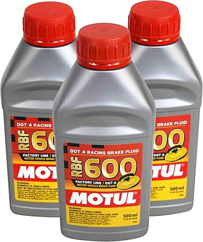Motul MTL100949 8068HL RBF 600 Aceite de línea de fábrica Dot-4 100 % Sintético de Freno de Carrera - 500, 300 ml, 10 onzas líquidas, 3 botellas, 3