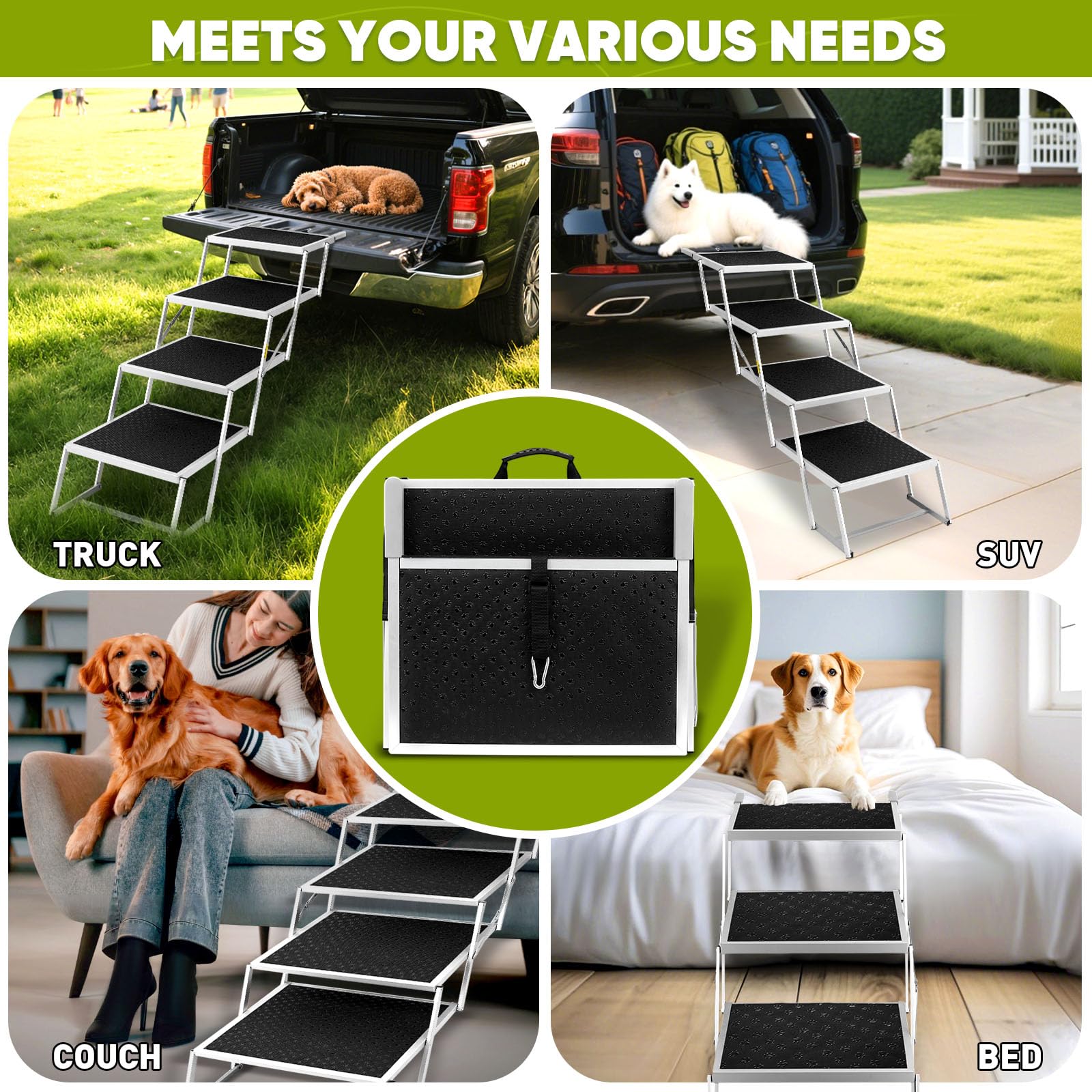 Extra Wide Dog Stairs for Large Dogs, Foldable Dog Ramp for Car with Non Slip Surface, Portable Pet Steps for Cars, SUV, High Beds, Trucks, Supports up to 200 lbs (for The Trunk of The Car Only) - image 7