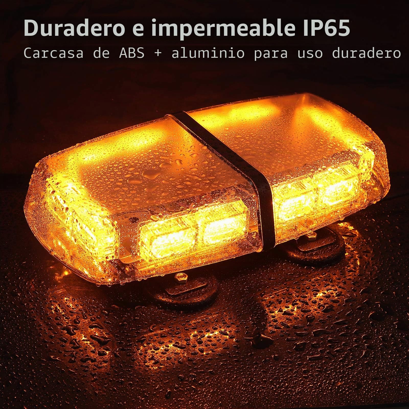 Justech Luz Estroboscópica de Luz de Advertencia 72 LED Ámbar con 4 Fuertes Bases Magnéticas y Cable Recto de 16 Pies 36W Luz de Emergencia de Peligro para 12V 24V Vehículo Remolque Camión
