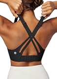 Medium-High Support Sports Bras for Women Molded Cup Adjustable Strappy Sports Bra Supportive Bras for Yoga