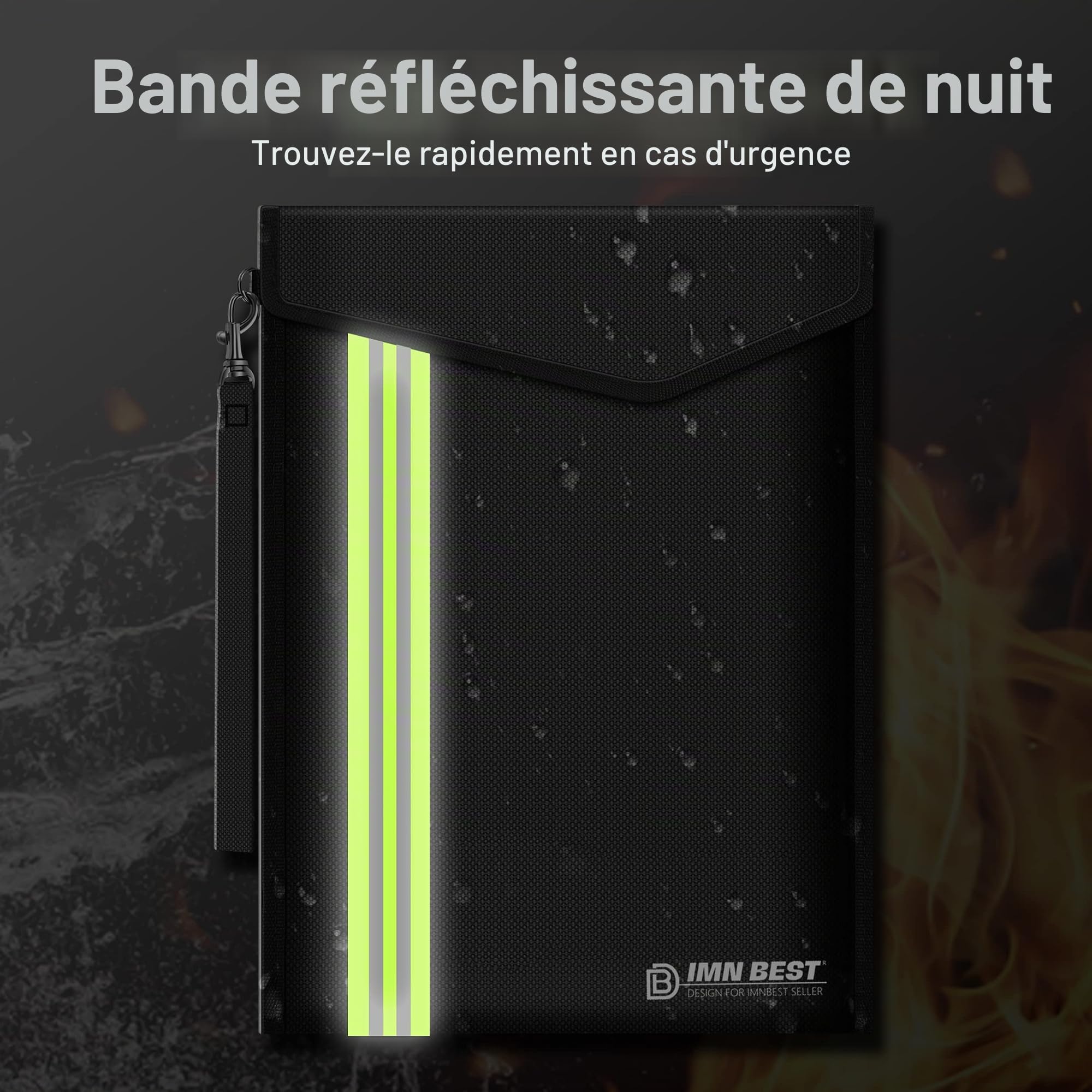 ImnBest 4 sacs ignifuges et étanches, portefeuille ignifuge pour documents A4, objets de valeur (fer 4S)