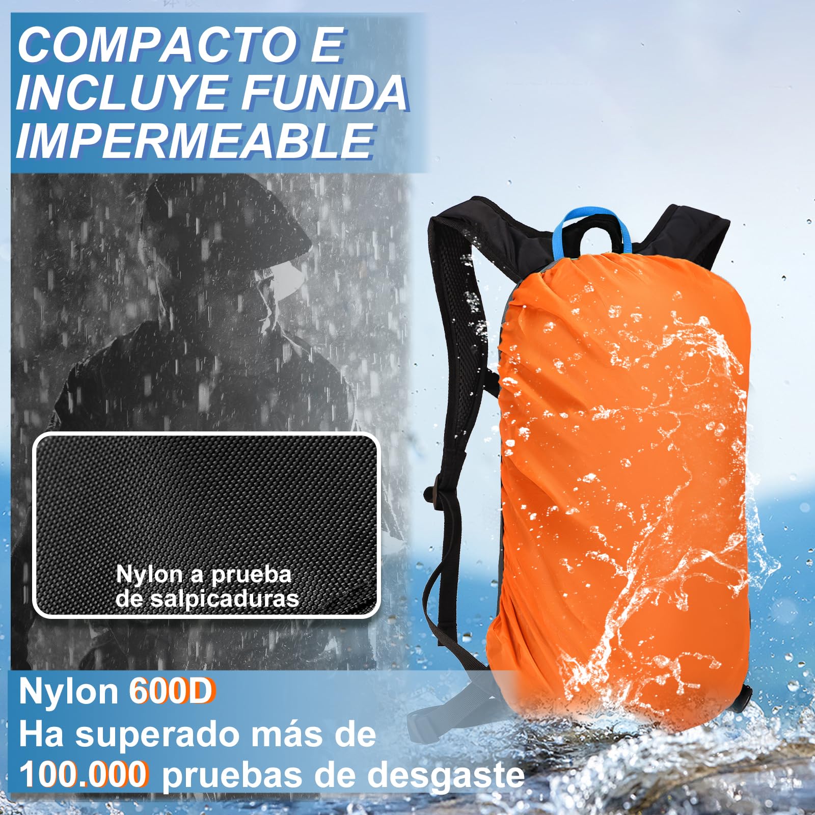LOCAL LION Mochila Ciclismo 6L, Mochila MTB Ligera, Mochila Bicicleta Montaña Pequeña con Funda Impermeable para MTB|Bici|Enduro|Running|Moto|Ski|Esqui para Hombre y Mujer