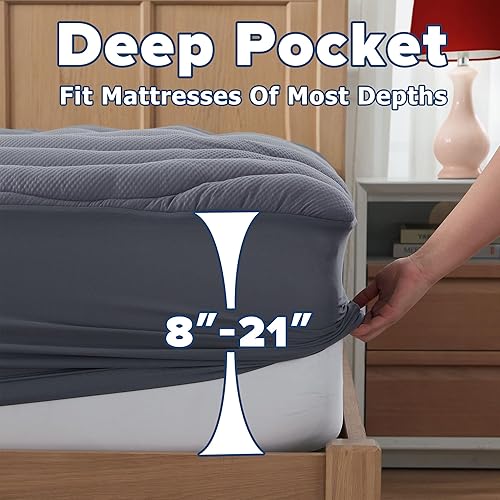 Miniatura 6 de Cubrecolchón tamaño matrimonial para dolor de espalda, extra grueso, esponjoso, tamaño matrimonial, con parte superior de almohada, alternativa,