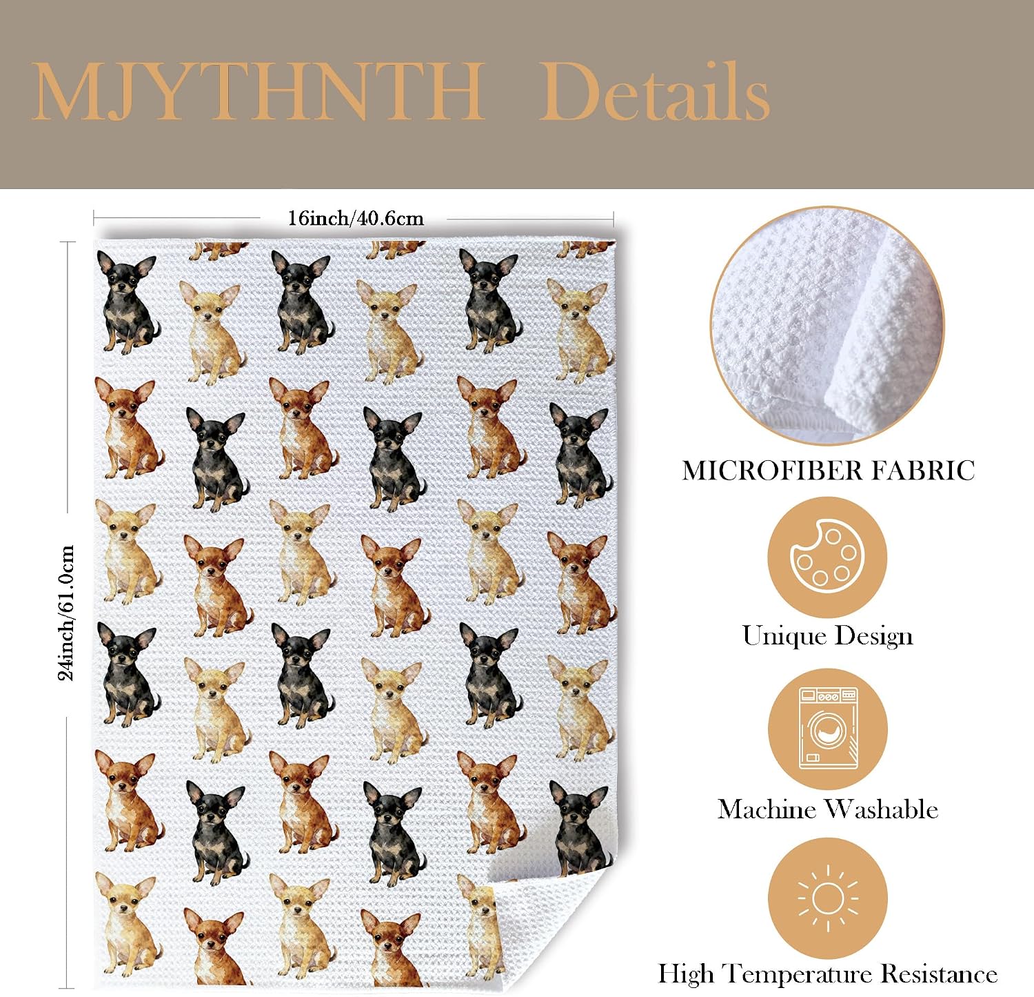Chihuahua Gifts Decorative Hand Tea Towels for Kitchen 16x24 Inches, Gifts for Chihuahua Lovers, Dog Lovers Owners Gift, Puppy Dog Kitchen Dish Towels