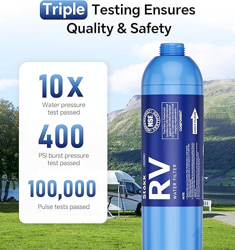 Miniatura 8 de Stokk Filtro de agua para autocaravana con protector de manguera flexible, certificado NSF, filtro de manguera de agua en línea para jardín, cámper