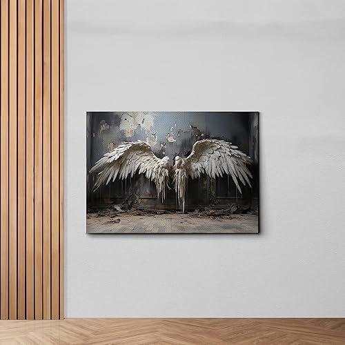 Miniatura 6 de Original Angel Wing Print on Canvas, Abstract Gold Feather Wings Canvas Wall Art, Modern Minimalist Artwork for Living Room Bedroom