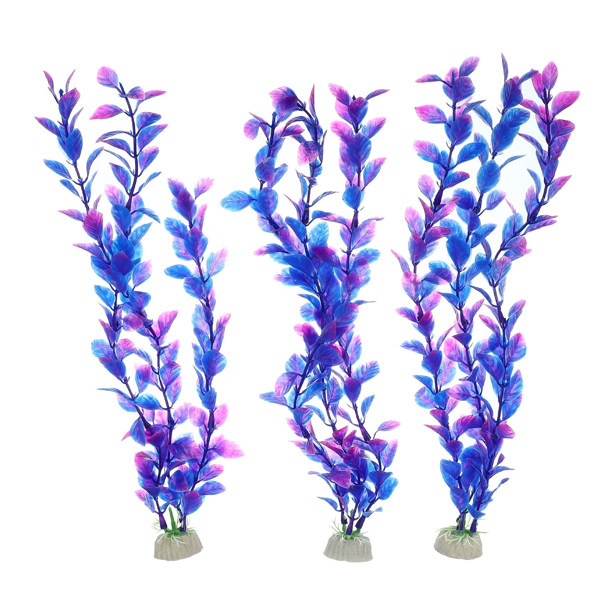 VOCOSTE 3 Pcs Aquarium Plastic Plants, Artificial Aquatic Plant for Fish Tank Plants Decoration, Purple