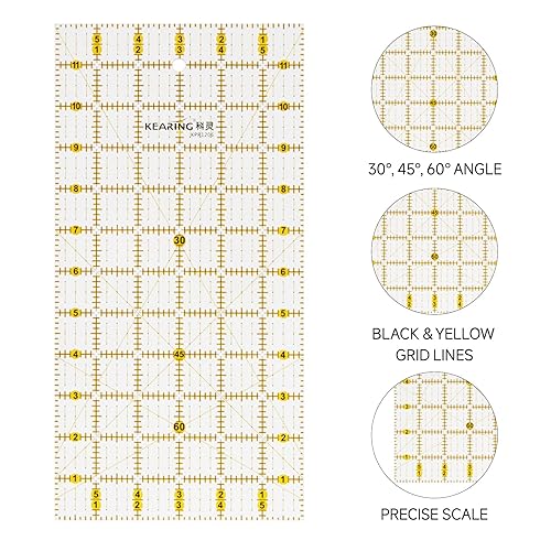 Miniatura 4 de Regla de acolchado, regla de costura acrílica antideslizante para cortar tela, juego de mini reglas de acolchado transparente, 12 x 4 pulgadas y 3 x