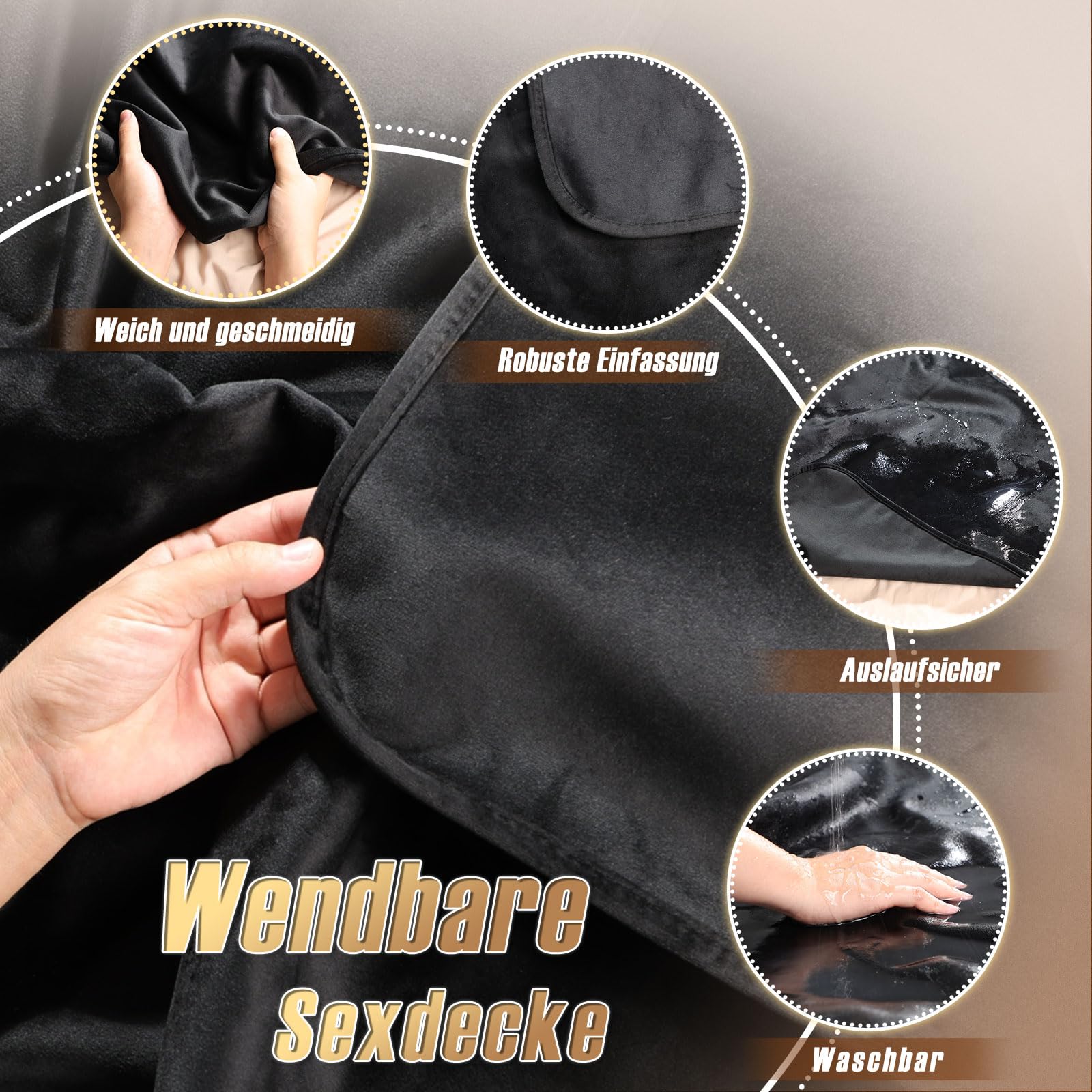 Coperta Impermeabile Love Blanket per Il Sesso, 3 Strati Tappetino Sessuale Morbido, Tappetino Antimacchia per Giocattoli Sessuali, Coperta Reversibile Anti-Perdita, Lavabile in Lavatrice, 91 x 66 cm