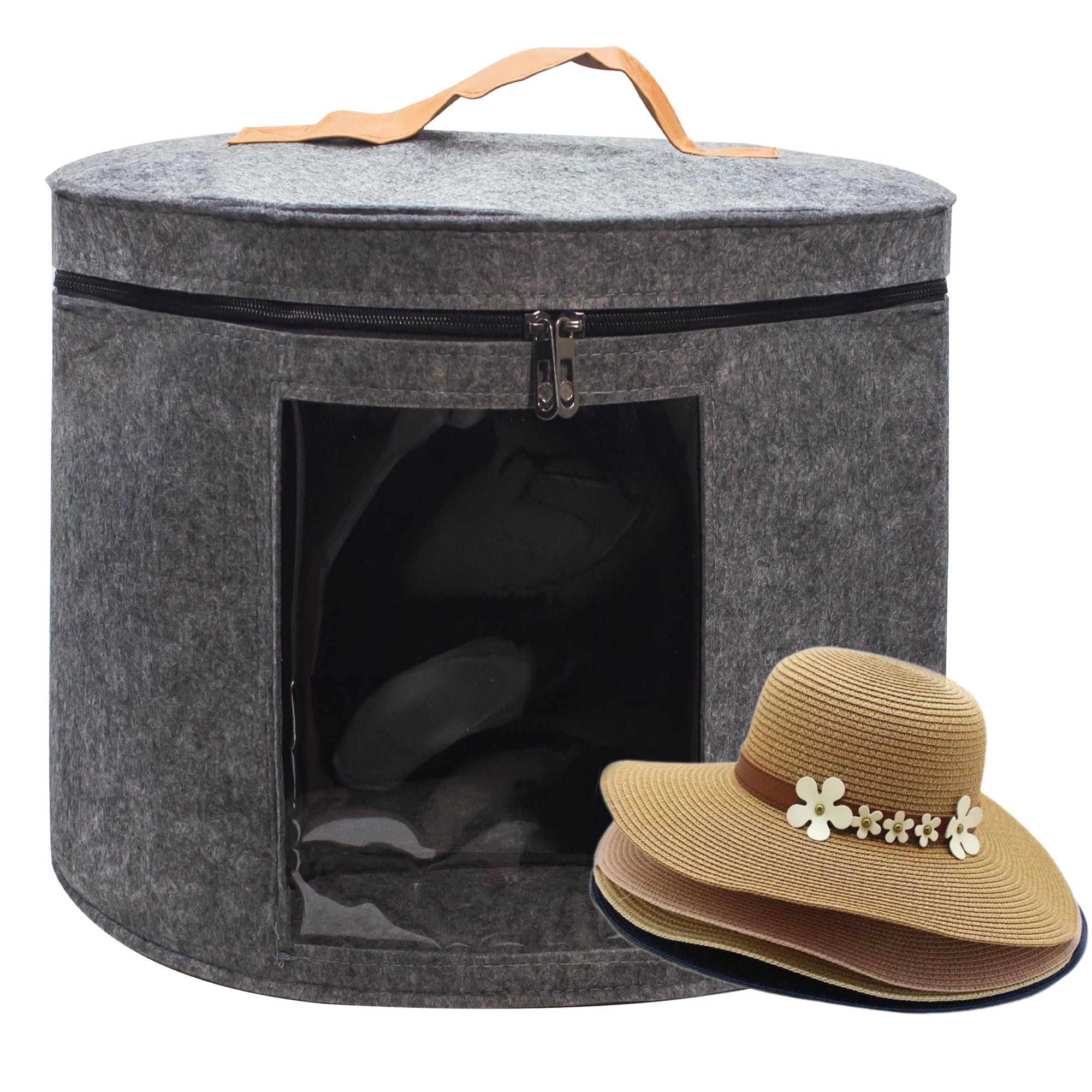Women's Wide-Brimmed Hat Storage Box - Collapsible Travel Hat Case (Gray)  
Women's Travel Baseball Cap Collapsible Hat 