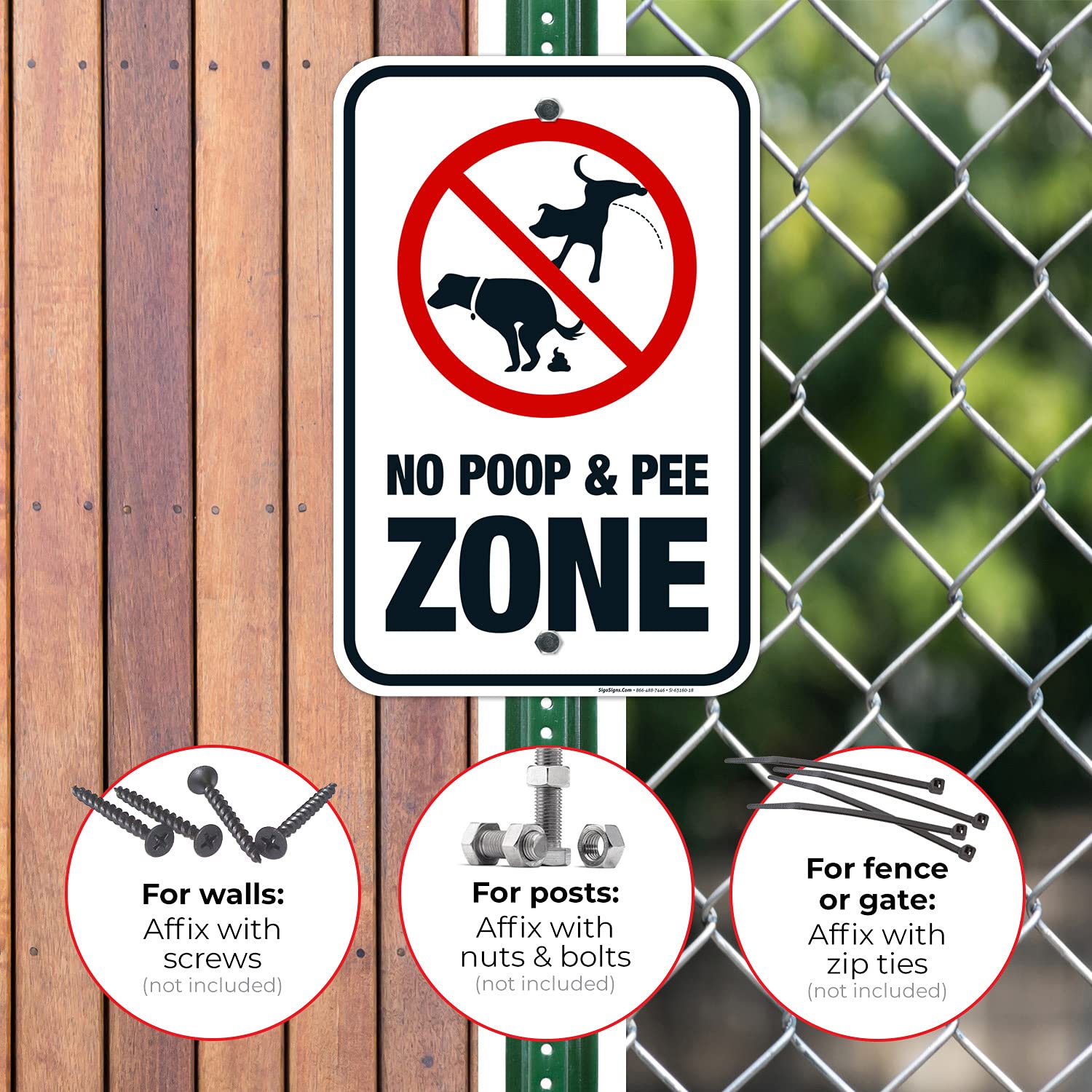 No Poop and Pee Zone 12x18 Inches, Rust Free .063 Aluminum, Fade Resistant, Made in USA