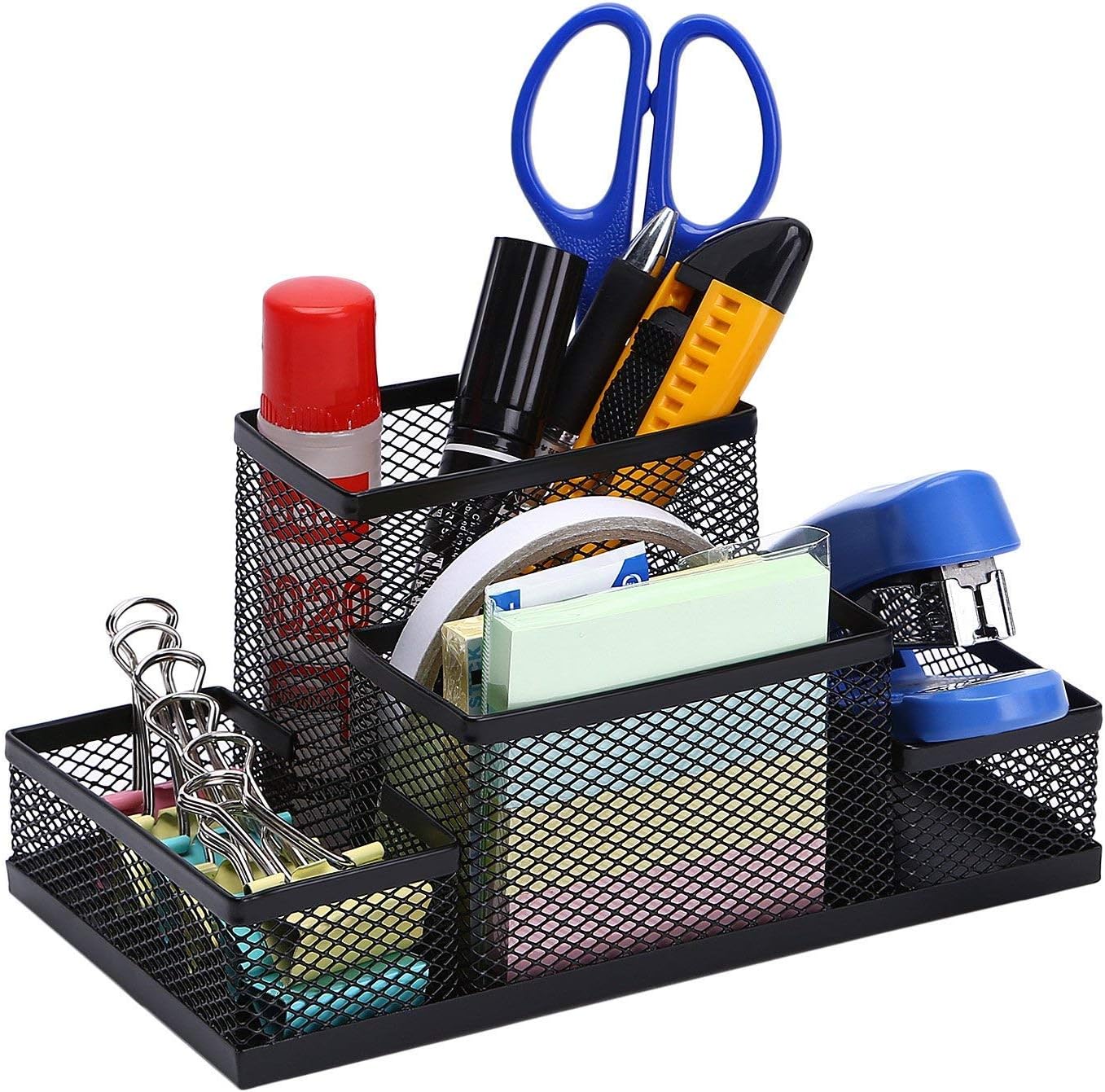 ALMAND Multi-Functional Black Cube Metal Book Stand Mesh Style Desk Tidy Pencil Metal Pen Holder Office Home Supplies Gift (1pcs)