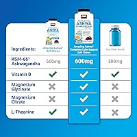 Vista 5 de Force Factor Amazing Ashwa para aliviar el estrés, memoria, enfoque y apoyo inmunológico, suplemento de Ashwagandha con KSM-66 Ashwagandha