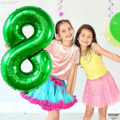 Miniatura 4 de KatchOn, Globo verde oscuro del número 8, 40 pulgadas, número verde del número 8, decoraciones de feliz cumpleaños para niño, globos de octavo