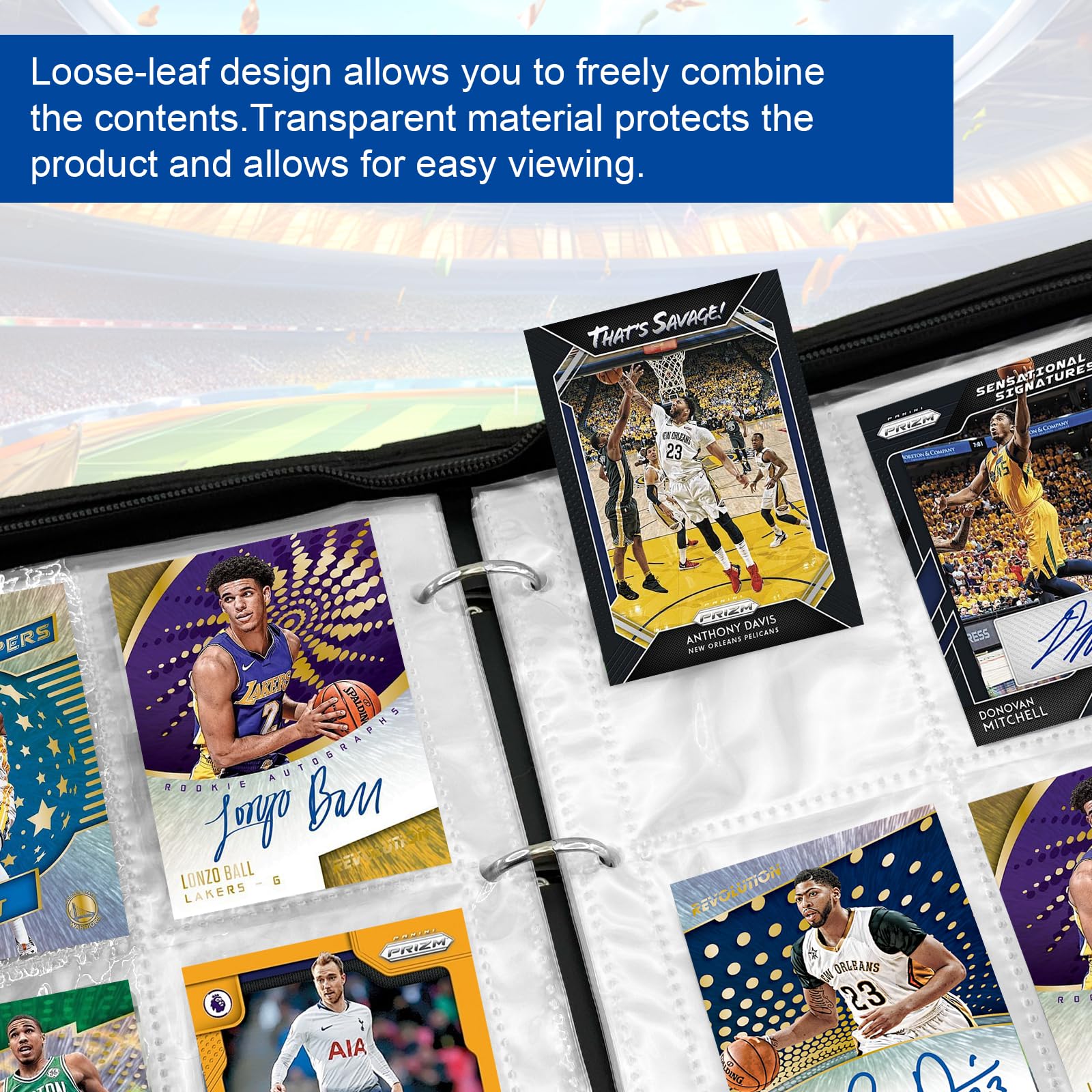Football Card Binder Waterproof PU Football Card Holder Portable Trading Card Binder for Football 50 Page 400 Pockets Football Trading Card Album for Sports Cards,Game Cards - Image 4