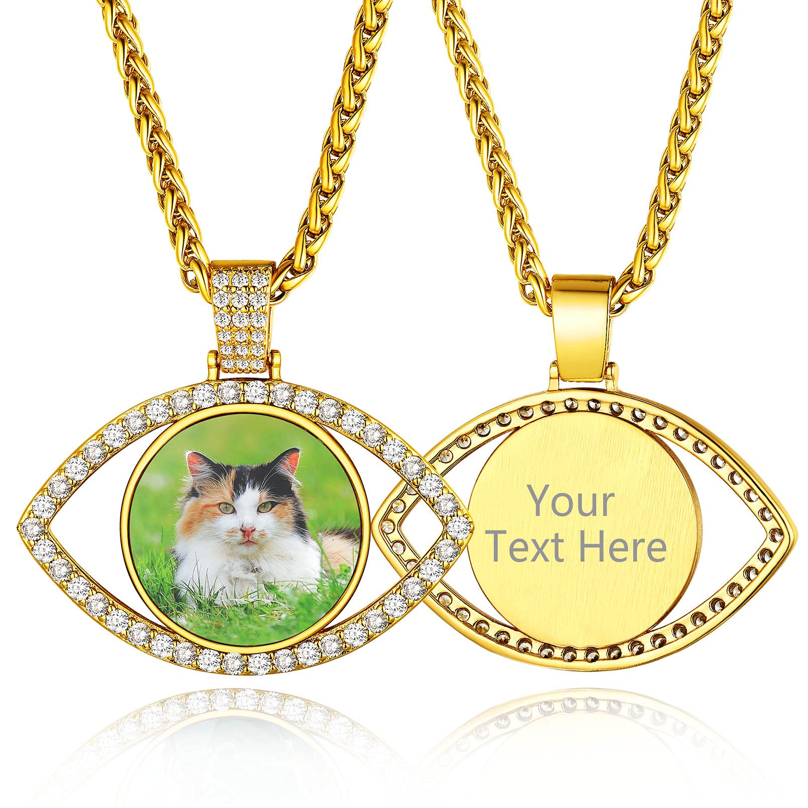 Custom4U Picture Necklace Personalized Photo Circle Chain for Men Women