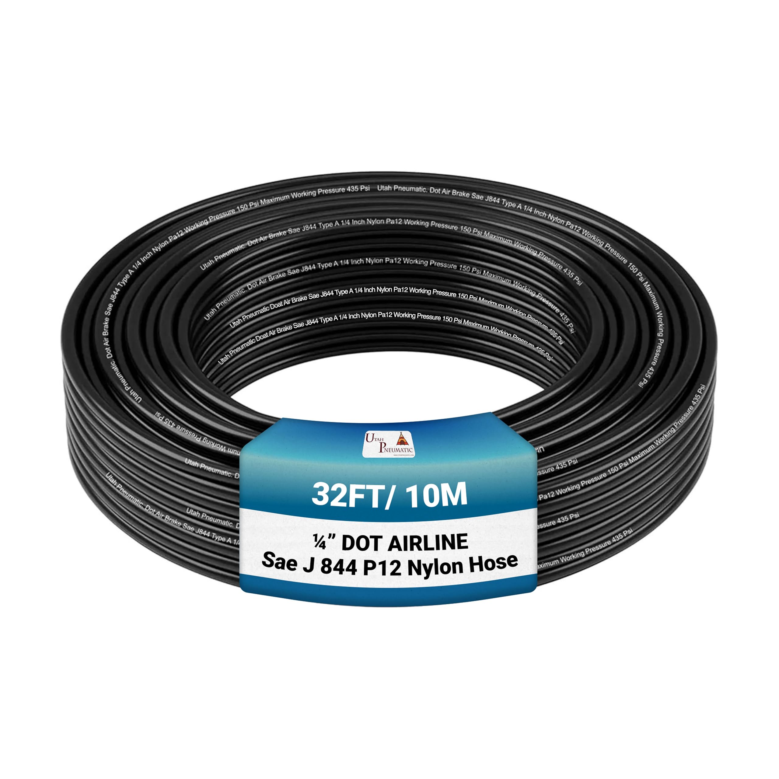 Utah Pneumatic 1/4" Air Line 0.25" Od 32.8 Feet 10 Meters Saej844 Nylon 1/4 Hose Dot Approved For Air Tubing Air Brake System Or Fluid Transfer 1/4" Air Hose