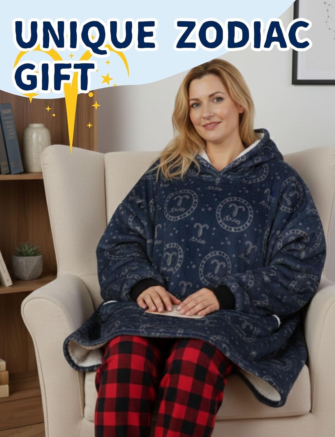 Zodiac Constellation Gifts for Women, Zodiac Sign Birthday Gift Blanket Hoodie for Men, Her, Aries