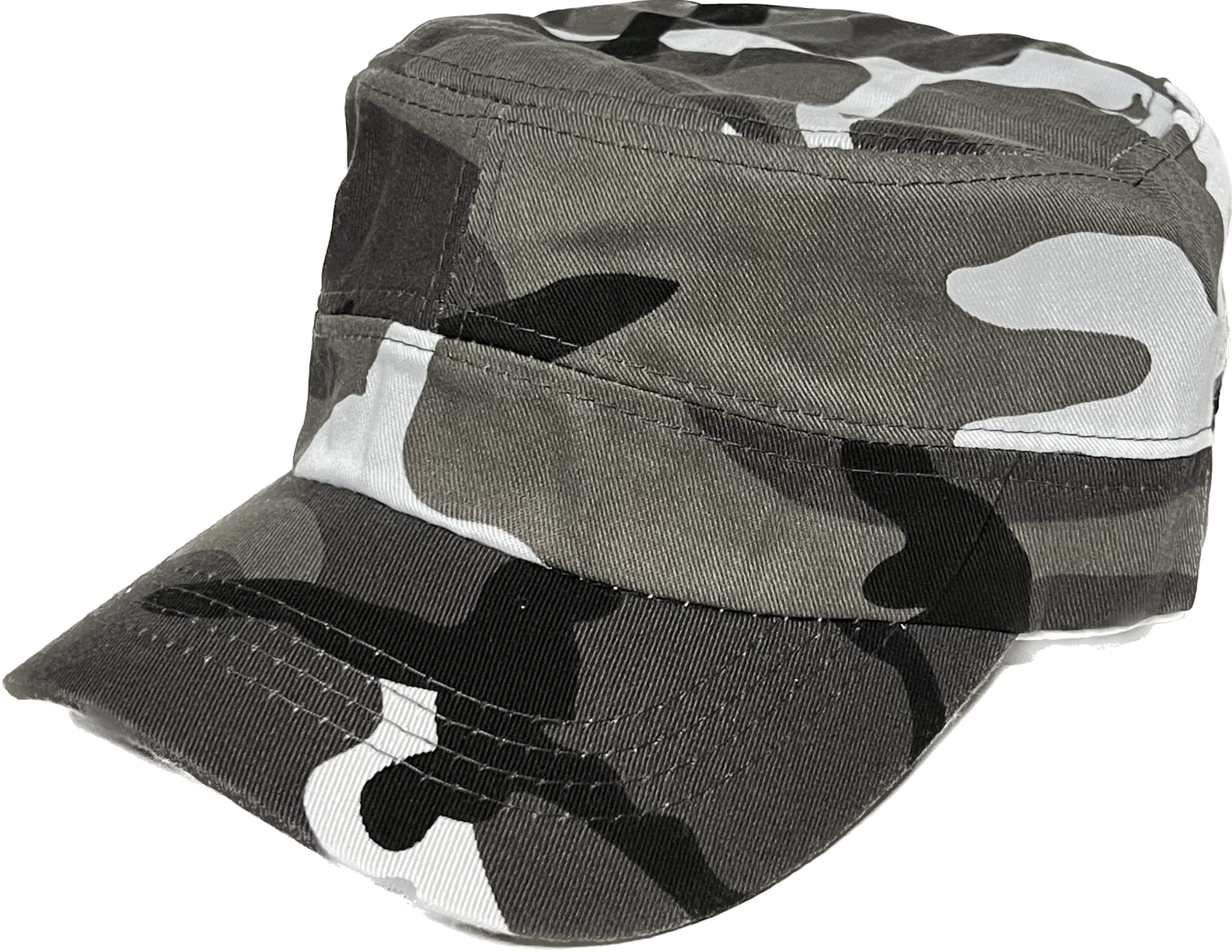 MrlahatCamo Castro Cadet Army Caps Military Flat Top Baseball Dad Sun Hats Adjustable Metal Buckle
