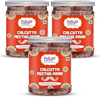 Delight Foods Premium Calcutta Meetha Paan Mukhwas Mouth Freshener, 600gms (200g x 3) | Without Supari |Sweet Paan Hygienically Packed Jar | Traditional Mukhwas