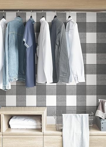 Miniatura 5 de Scott Living Scott-ish - Papel tapiz autoadhesivo a cuadros, color gris