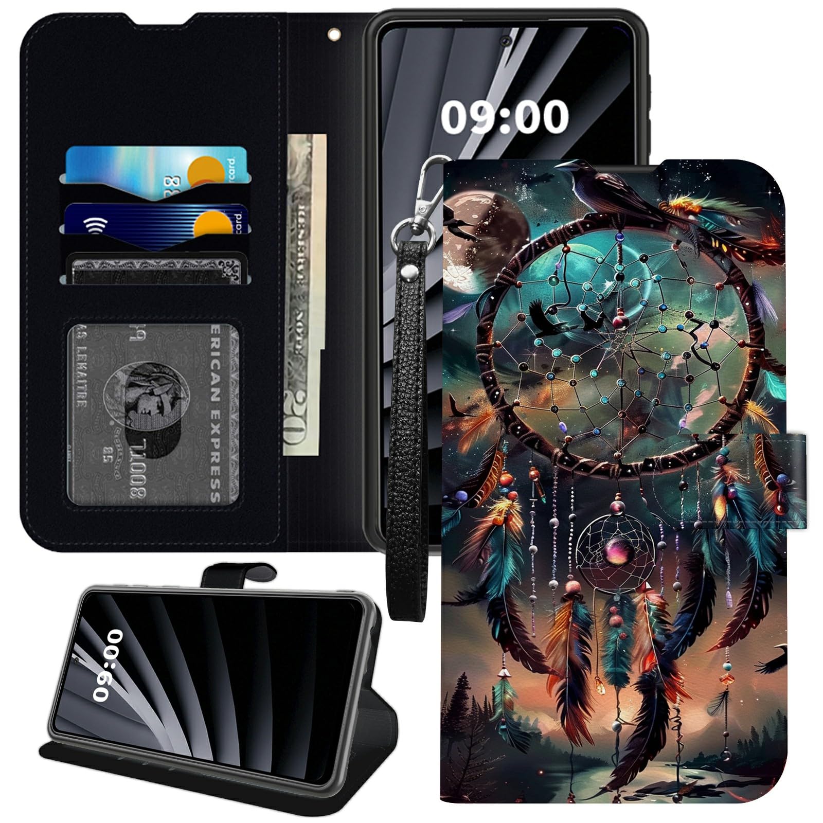 BWEGRHE Dreamcatcher Phone Case for Samsung Galaxy A16, for Galaxy A16 Wallet Case, PU Leather TPU Cover Flip Magnetic Buckle Kickstand Cover with