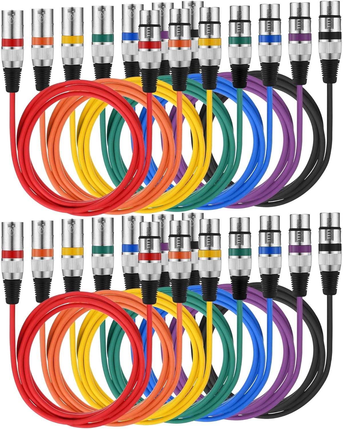 14 Pieces Colorful XLR Microphone Cable XLR Male to Female Wire Mic Cables 3 Pin