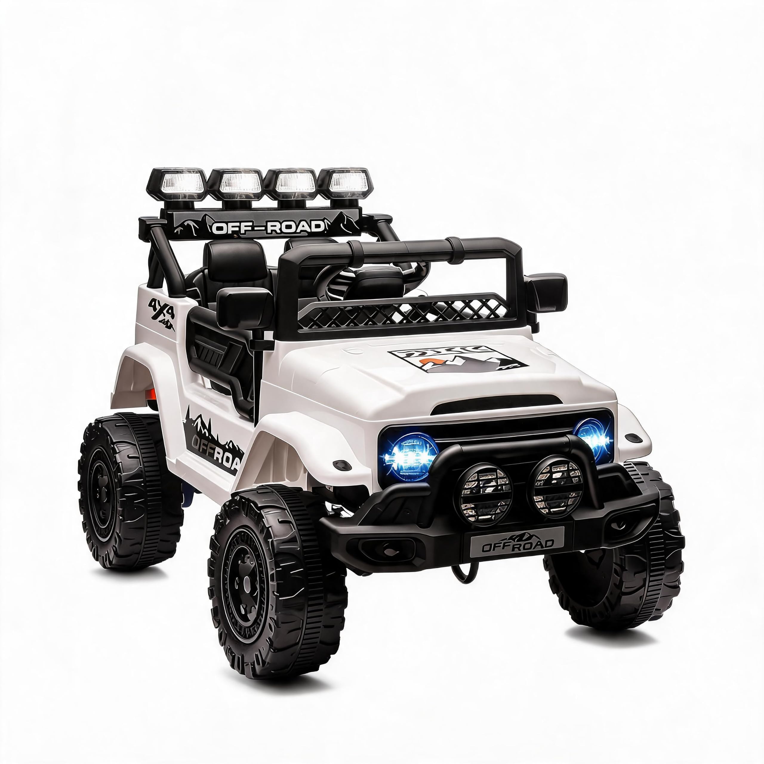 Auto elettrica per bambini 12V 2 posti con telecomando 2.4G - 3 velocità, luci LED, musica, senza fili, clacson - Veicolo elettrico per bambini 3-8 anni, massima sicurezza - Bianco