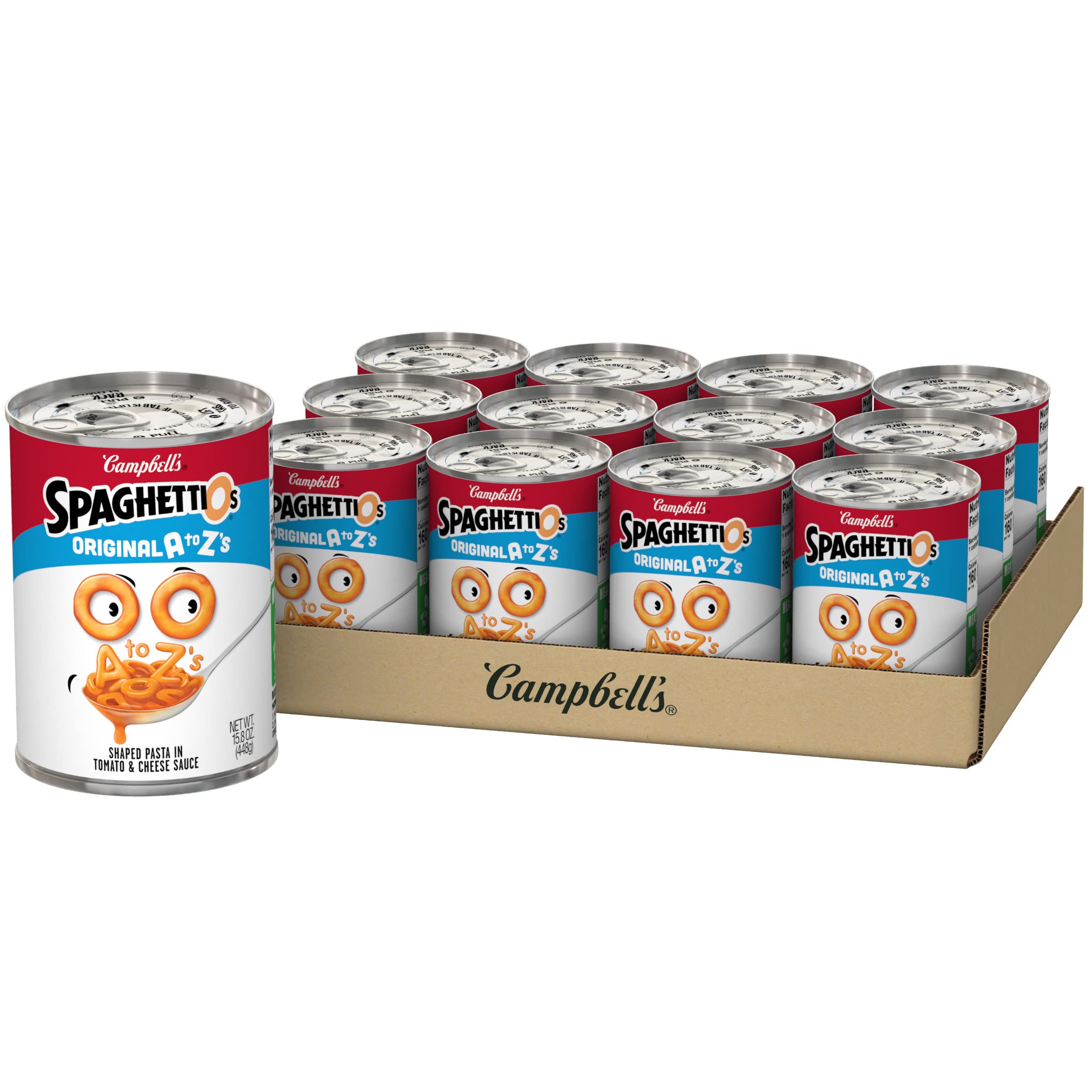 SpaghettiOs Original A to Z's Canned Pasta, Healthy Snack for Kids and Adults, 15.8 OZ Can (Pack of 