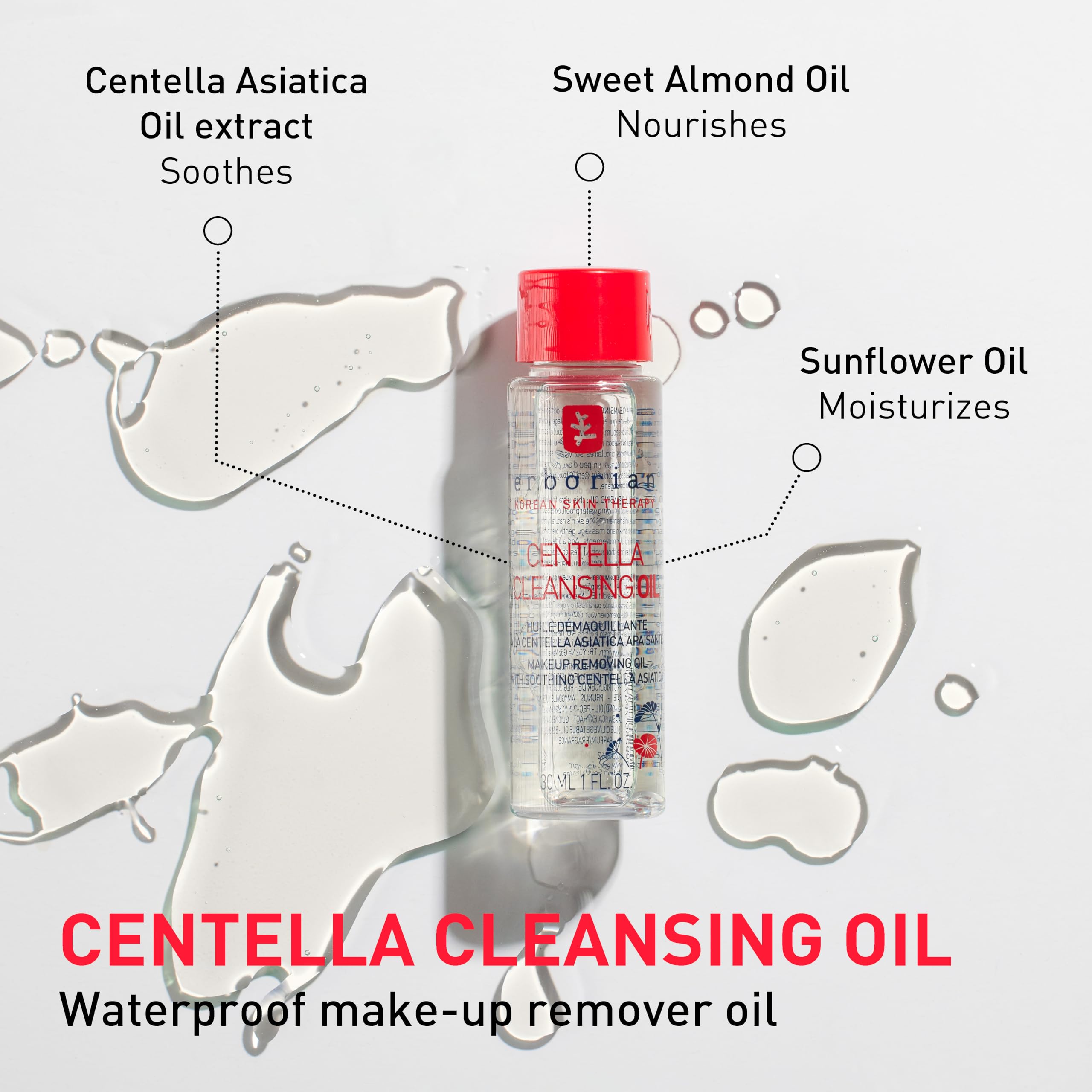 Erborian - Centella Cleansing Oil - Makeup Remover Oil for Face with Centella Asiatica - All Skin Types - Korean Cosmetic Care - 30ml - Image 2