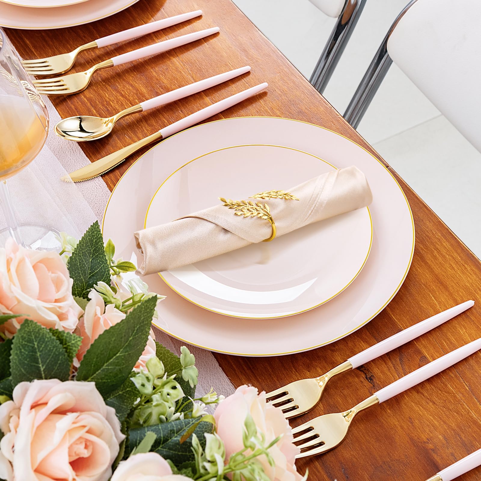 Set di 24 portatovaglioli in metallo color oro, per tavolo da pranzo e feste