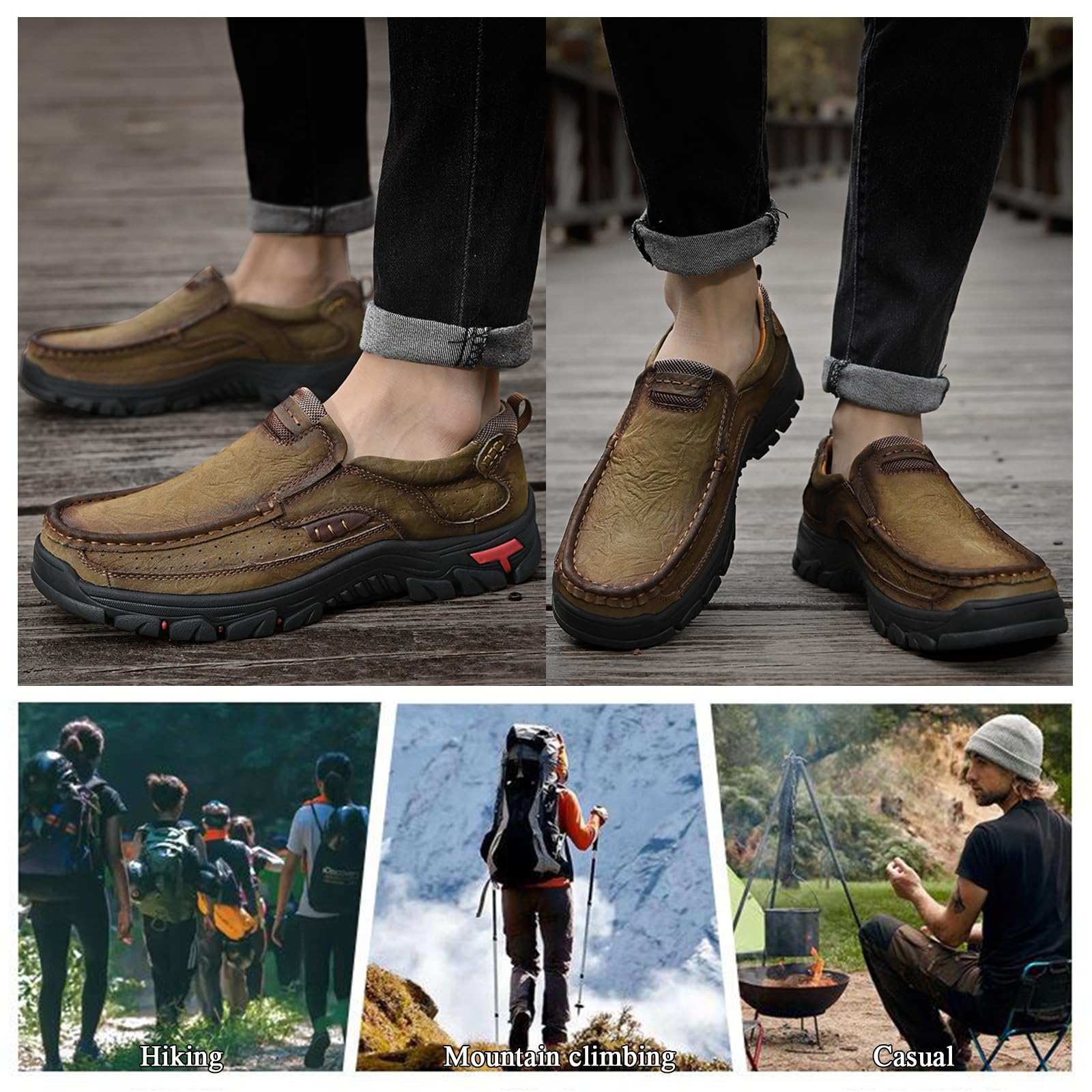 Męskie mokasyny wsuwane na loafers antypoślizgowe wodoodporne buty na co dzień męskie buty trekkingowe i piesze wycieczki