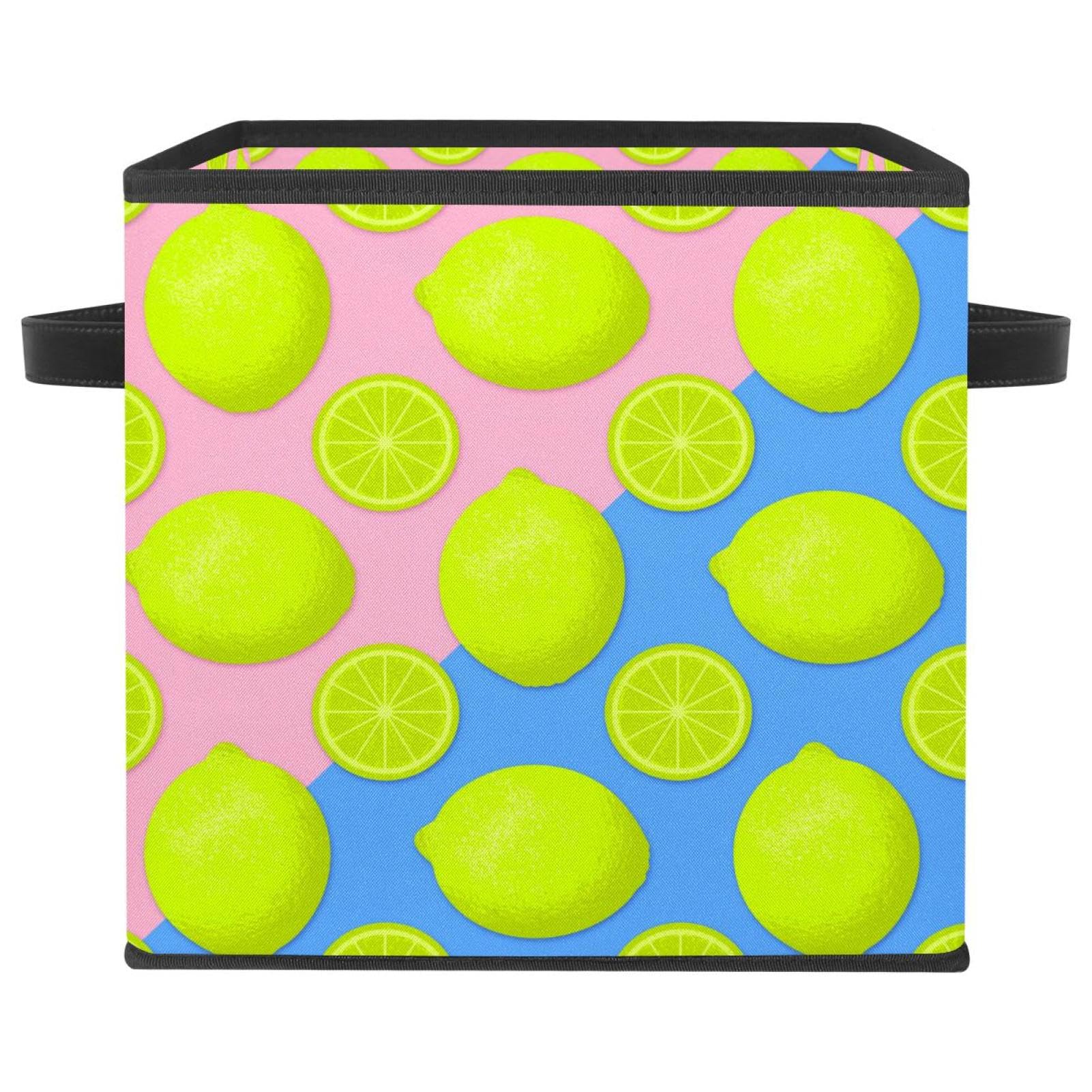 Boîte de rangement pliable cube en tissu jaune citron pour vêtements