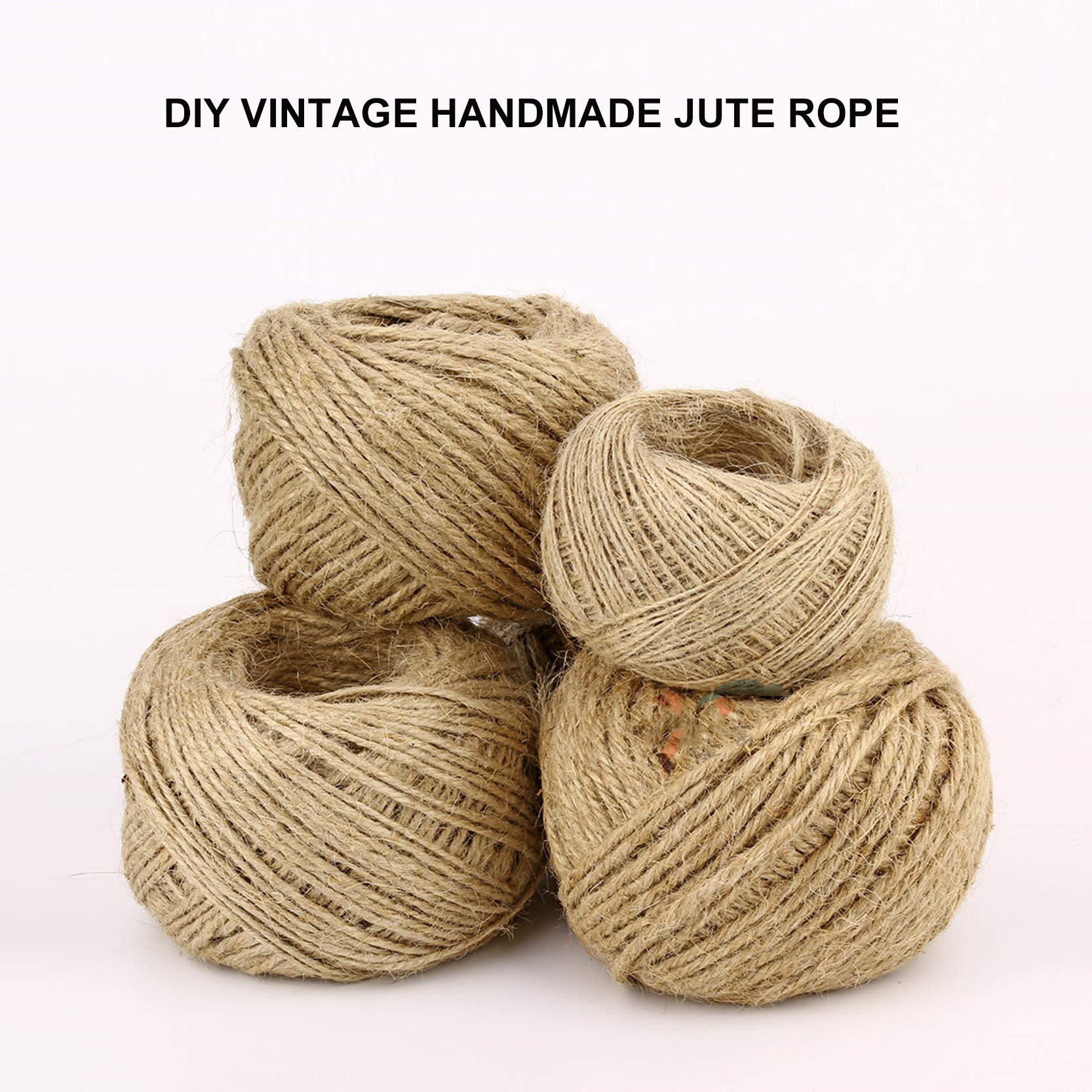 ZNKZJ Corda di Iuta 1mm/1,5mm/2 mm/3mm/3,5mm,5 Pezzi Corda di spago di Iuta Naturale Spessa per Artigianato, Corda Intrecciata a più Fili per Confezioni Regalo, Giardinaggio,3mm_50m