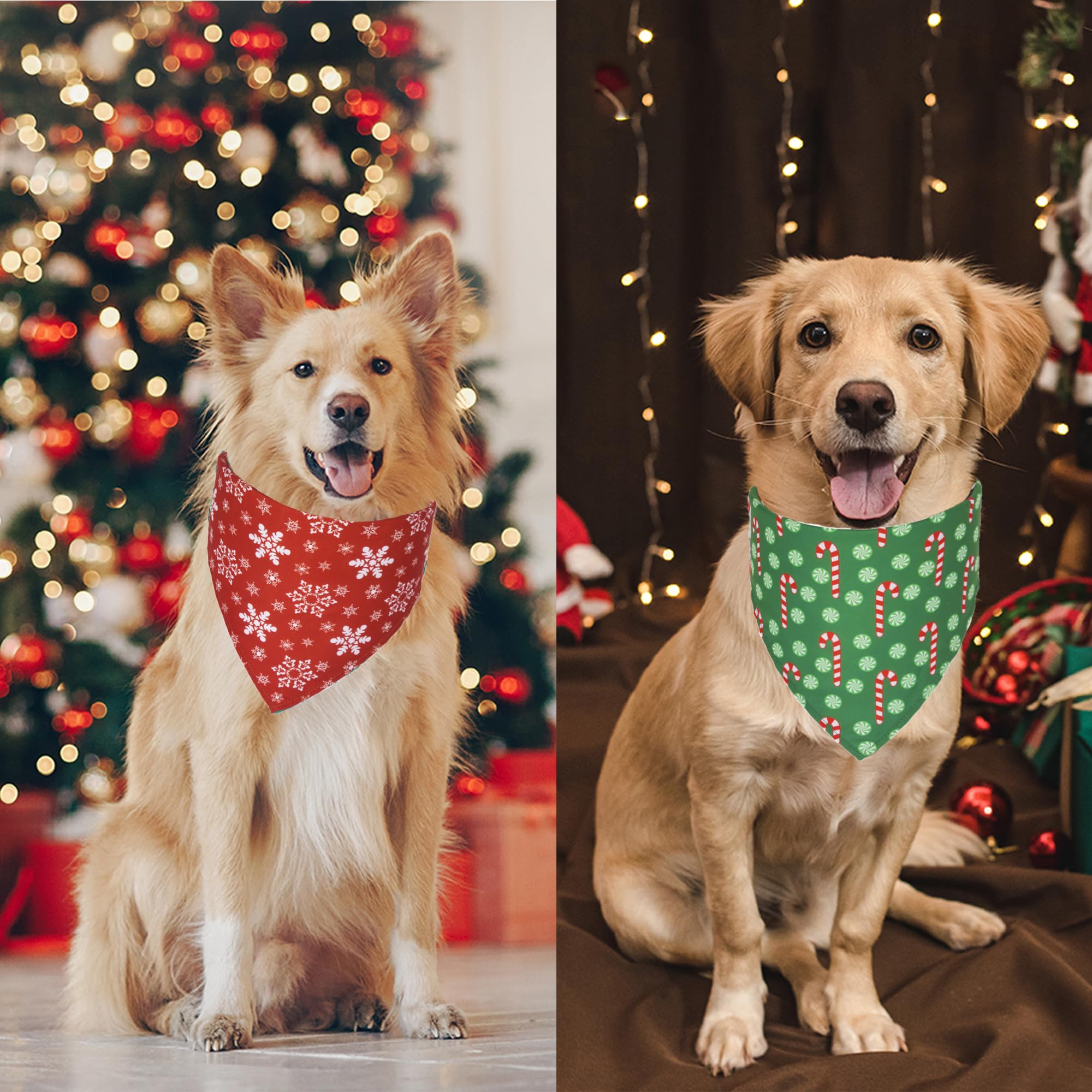 ADOGGYGO 4 Pack Dog Bandana Christmas Dog Scarf Bibs Kerchief Set Dog Christmas Costume Xmas Holiday Bandanas for Large X-Large Dogs Pets (X-Large - Image 2