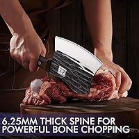 Vista 3 de ENOKING Cuchillo de carnicero de 5.7 pulgadas, cuchillo forjado a mano resistente para huesos con mango de madera, cuchillo de carnicero de espiga