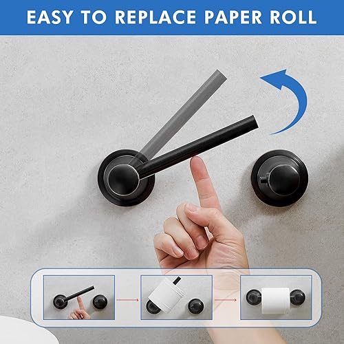 Miniatura 3 de RUMOSE Portarrollos de papel higiénico para baño, mango de tejido pivotante flexible en la pared, bronce aceitado frotado a prueba de óxido, acero